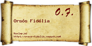 Orsós Fidélia névjegykártya